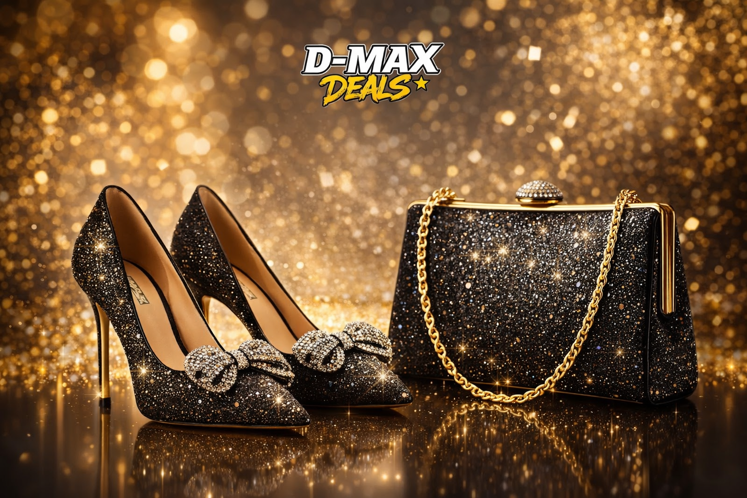 Women's Shoes and Bag Set with Shinning Crystal