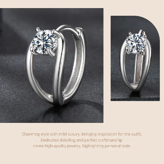 0.3CT Moissanite Double Layer Huggie Hoop Earrings D Color VVS1 Round Cut