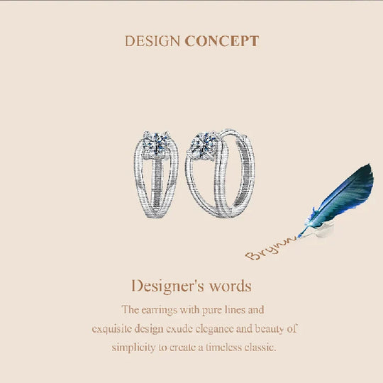 0.3CT Moissanite Double Layer Huggie Hoop Earrings D Color VVS1 Round Cut