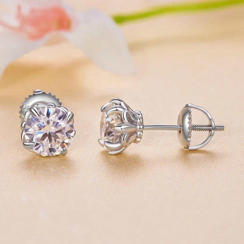 0.5/1ct D Color VVS1 Moissanite Stud Earrings S925 Sterling Screw Back