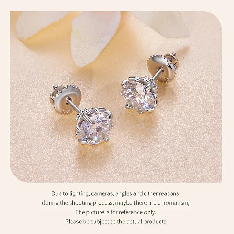 0.5/1ct D Color VVS1 Moissanite Stud Earrings S925 Sterling Screw Back