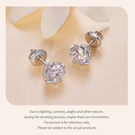0.5/1ct D Color VVS1 Moissanite Stud Earrings S925 Sterling Screw Back