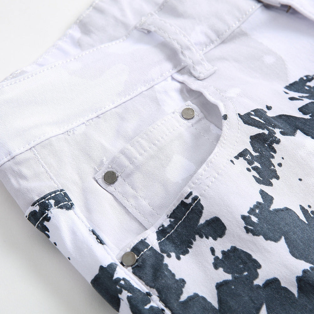 Printed High Fashion Elastic Stretch Slim Fit Men Plus Size Pants