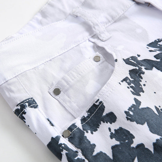 Printed High Fashion Elastic Stretch Slim Fit Men Plus Size Pants