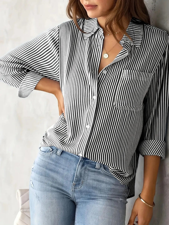Classic Striped Casual, Business, Versatile Four Seasons Can Wear A Long-sleeved Shirt.