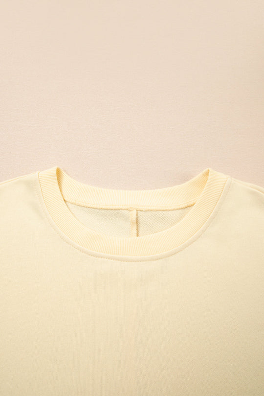 Solid Faux Layered Patchwork Crewneck Sweatshirt