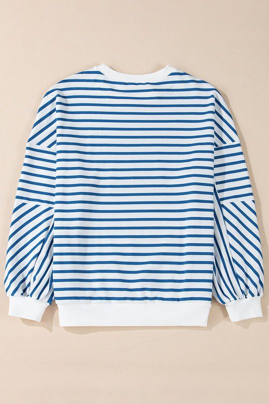 Stripe Drop Shoulder Crewneck Sweatshirt