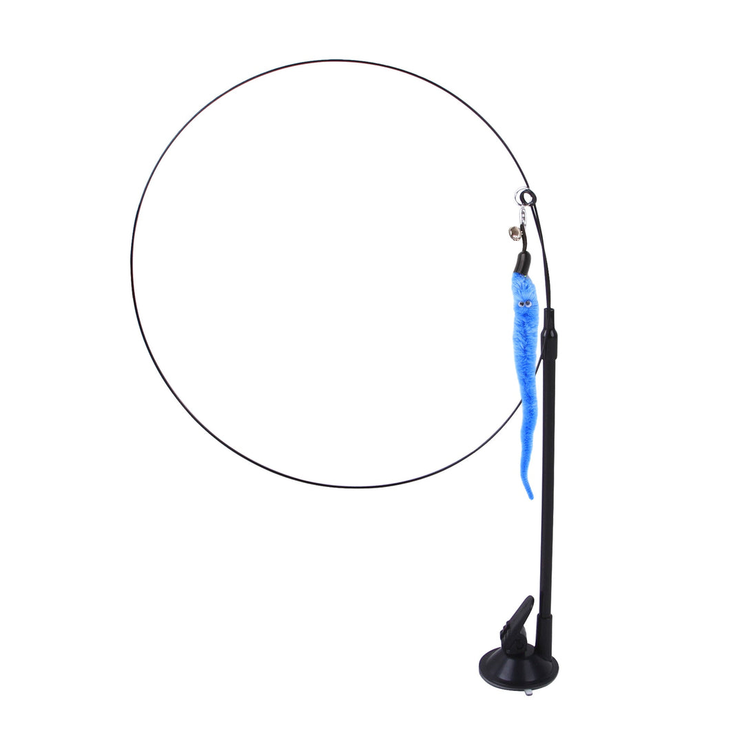 Suction cup cat toy stick that can be attached and held with steel wire multi head interchangeable cat toy and pet supplies