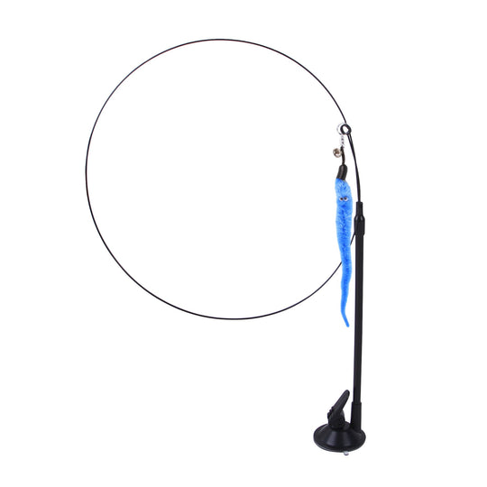 Suction cup cat toy stick that can be attached and held with steel wire multi head interchangeable cat toy and pet supplies