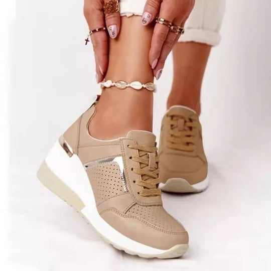 Plus Size Casual Platform Dad Shoes Lace-up Wedge Sports Women