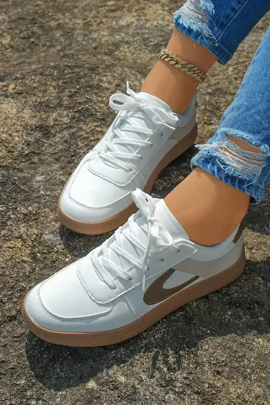 Navy Blue Sneakers - PU Leather Lace-Ups - Wholesale Comfort Shoes