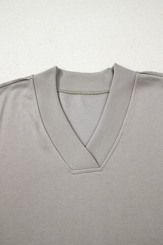 Western Aztec Embroidered Sleeve V-Neck Sweatshirt