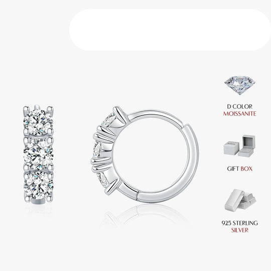 1.8ct High Clarity Moissanite Geometric Hoop Earrings 925 Sterling Silver
