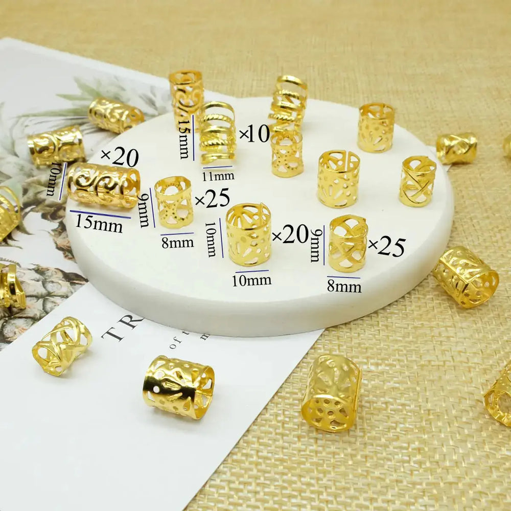 100 PCS Gold Loc Hair Jewelry Braiding Cuffs for Braids & Dreadlocks | Hair Accessories for Women and Girls