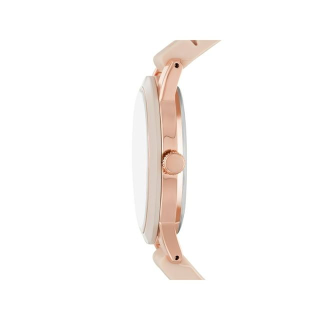 Time & Tru Women's Wristwatch: Rose Gold Case, Blush Bezel, Easy Read Dial, Silicone Strap (FMDOTT072)