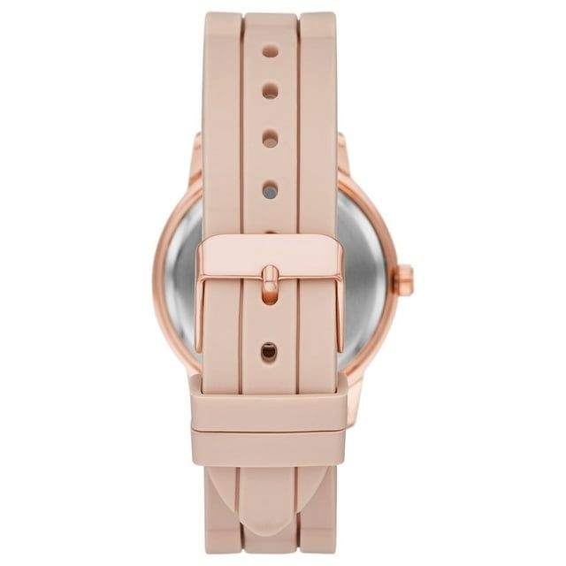 Time & Tru Women's Wristwatch: Rose Gold Case, Blush Bezel, Easy Read Dial, Silicone Strap (FMDOTT072)