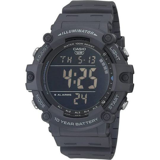 Casio Men's Wide Face Black Digital Grey Resin Strap Watch