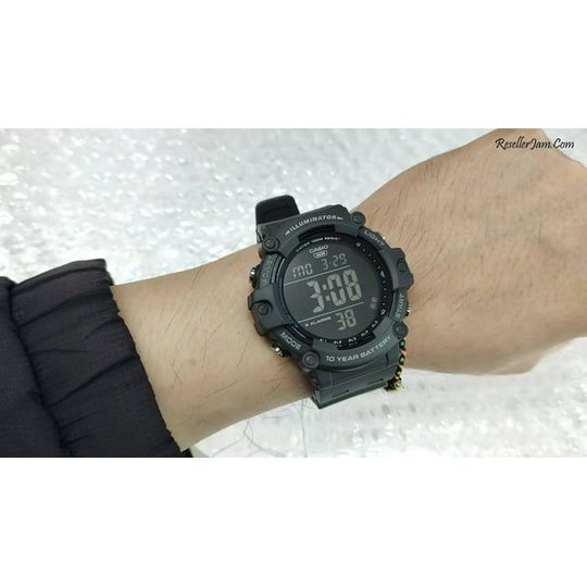 Casio Men's Wide Face Black Digital Grey Resin Strap Watch