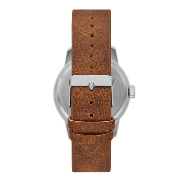 George Men's Watch: Matte Silver Tone Case, Off White Easy Read Dial, Tan Vegan Leather Band (FMDOGE048)