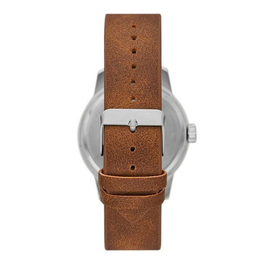 George Men's Watch: Matte Silver Tone Case, Off White Easy Read Dial, Tan Vegan Leather Band (FMDOGE048)