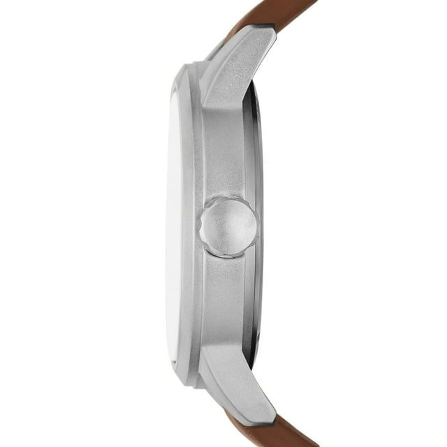 George Men's Watch: Matte Silver Tone Case, Off White Easy Read Dial, Tan Vegan Leather Band (FMDOGE048)