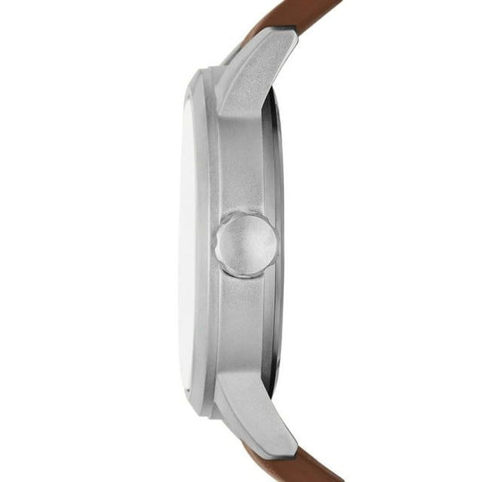 George Men's Watch: Matte Silver Tone Case, Off White Easy Read Dial, Tan Vegan Leather Band (FMDOGE048)