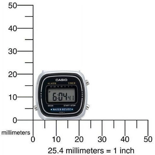 Casio LA670WA-1 Women's Adjustable Silver Metal Band Alarm Chronograph Digital Watch
