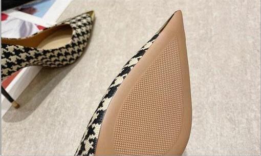 Women's Plaid Pointed Toe Stiletto Pumps High Heels