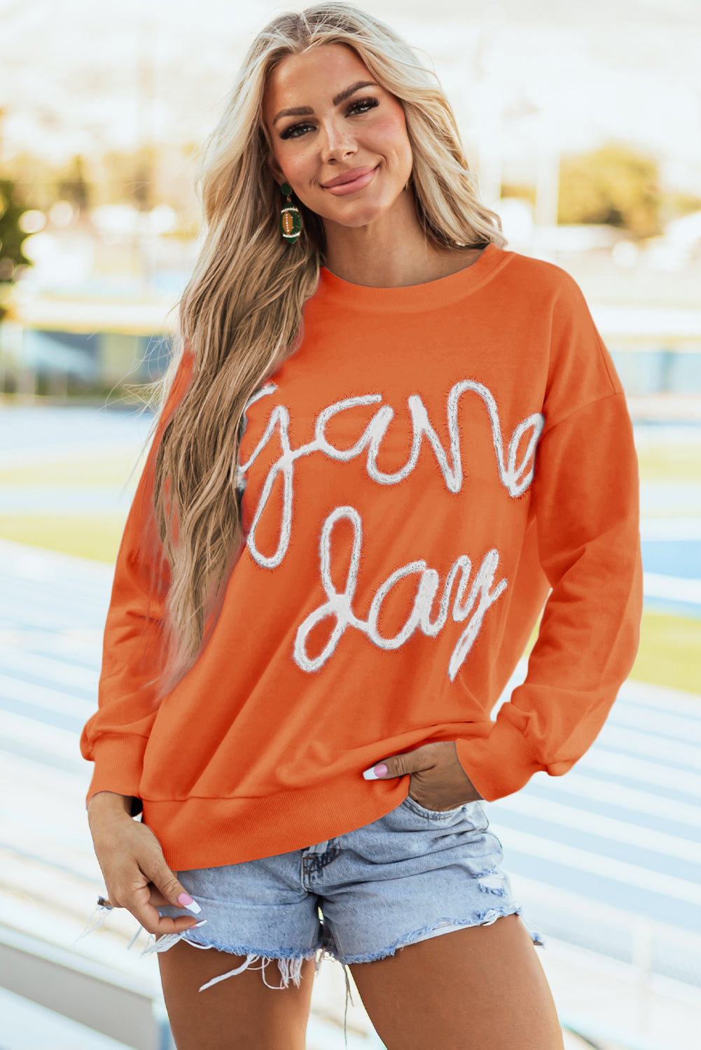 GAME DAY Tinsel Drop Shoulder Sweatshirt