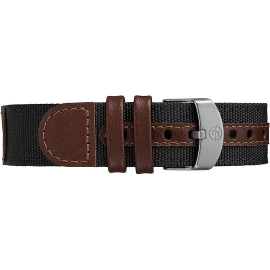 Timex Men's Expedition Acadia 40mm Watch – Black Case Black Dial with Black & Brown Leather & Fabric Strap