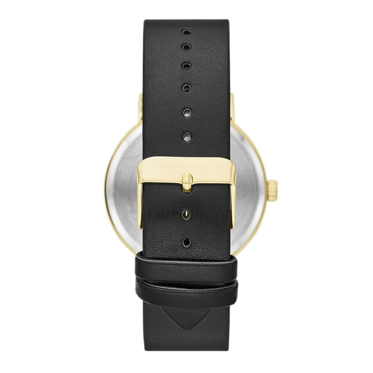 George Men's Watch: Gold Tone Case, Champagne Sunray Dial, Black Vegan Leather Band (FMDOGE047)