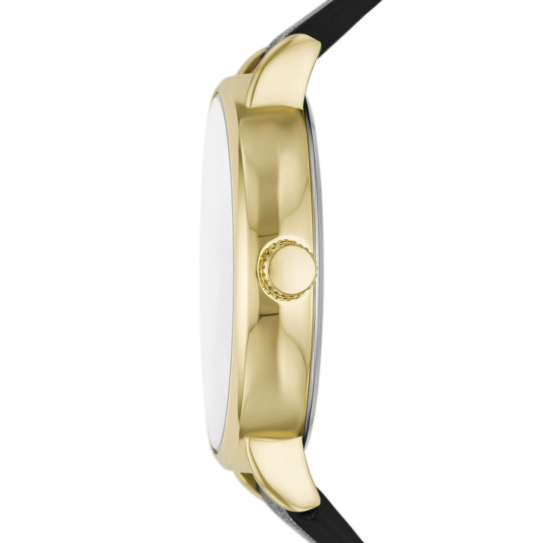 George Men's Watch: Gold Tone Case, Champagne Sunray Dial, Black Vegan Leather Band (FMDOGE047)