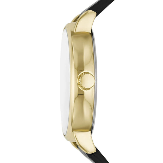 George Men's Watch: Gold Tone Case, Champagne Sunray Dial, Black Vegan Leather Band (FMDOGE047)