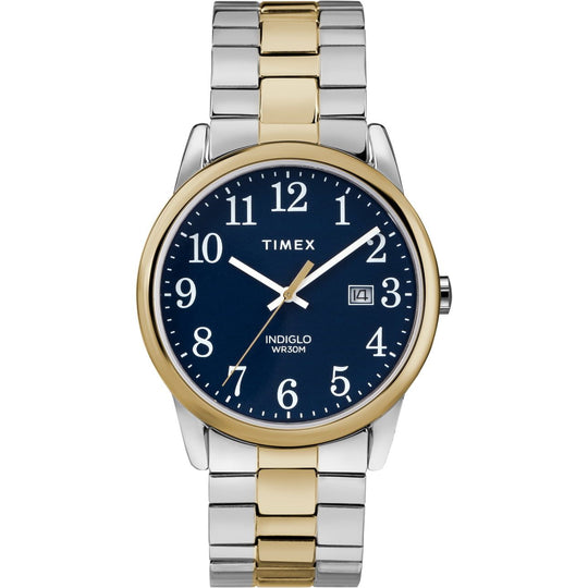 Timex Men's Easy Reader Date Two-Tone/Blue 38mm Casual Watch, Expansion Band