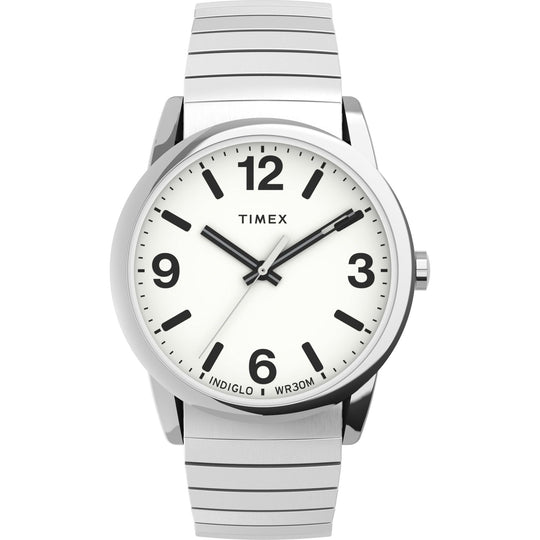 Timex Men's Easy Reader Bold 38mm Perfect Fit Watch – Two-Tone Case White Dial with Two-Tone Expansion Band