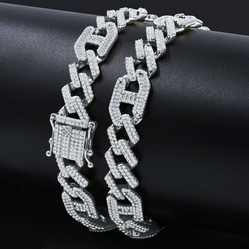 12mm Brass CZ Paved Cuban Link Necklace Iced Out Gold Tone