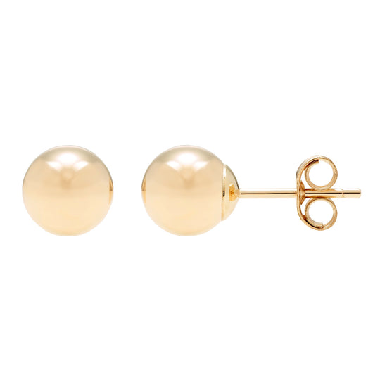 14K Yellow Gold Hollow Ball Stud Earrings 3mm To 8mm