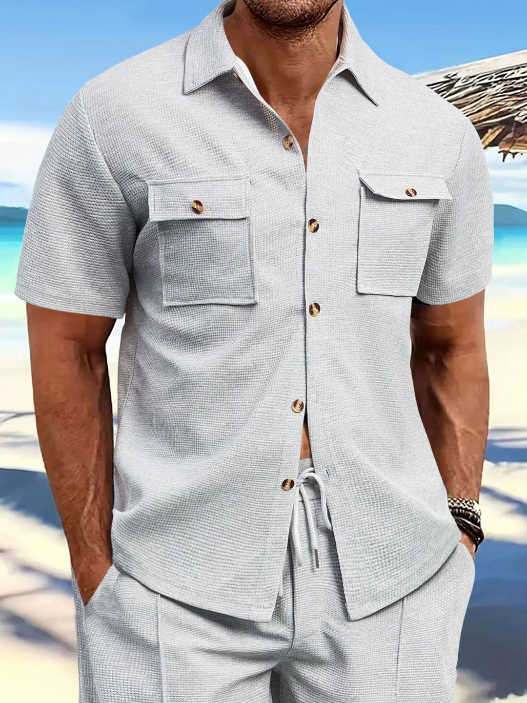 Men's Full Size Button Down Short Sleeve Shirt Plus Size