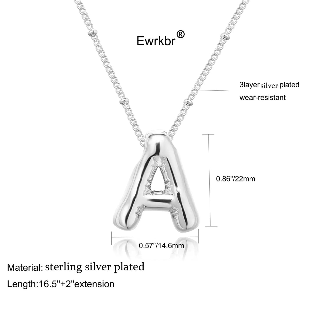 14k Gold Plated Bubble Letter Necklace – Trendy Custom Initial Pendant