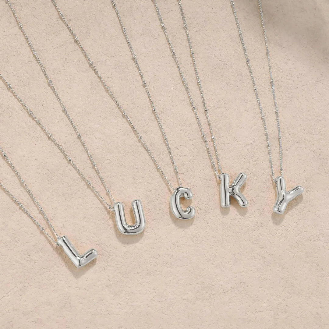 14k Gold Plated Bubble Letter Necklace – Trendy Custom Initial Pendant