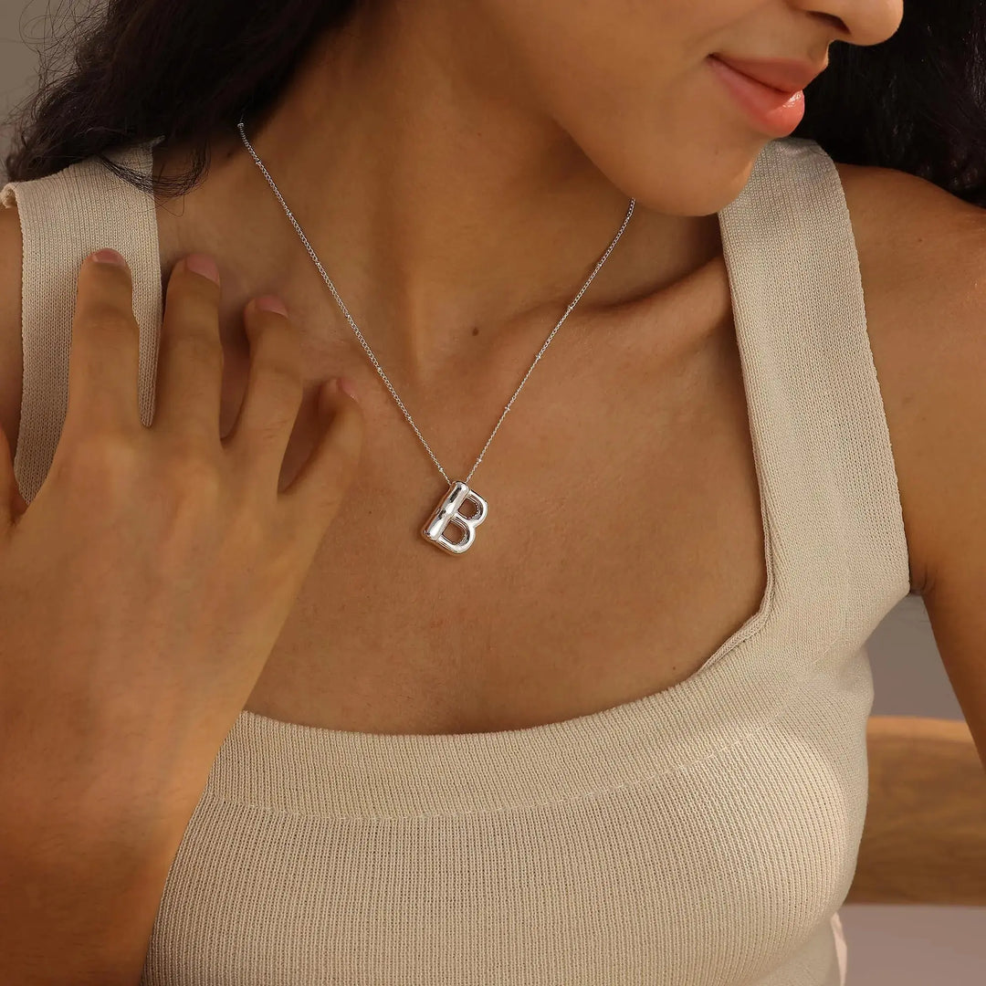 14k Gold Plated Bubble Letter Necklace – Trendy Custom Initial Pendant