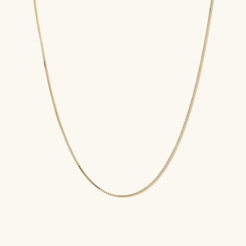 14K Gold Baby Box Chain Necklace Delicate 16 18 Inch
