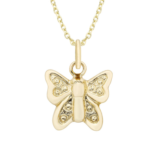14K Gold Butterfly Charm Necklace 18 Inch Pendant Delicate