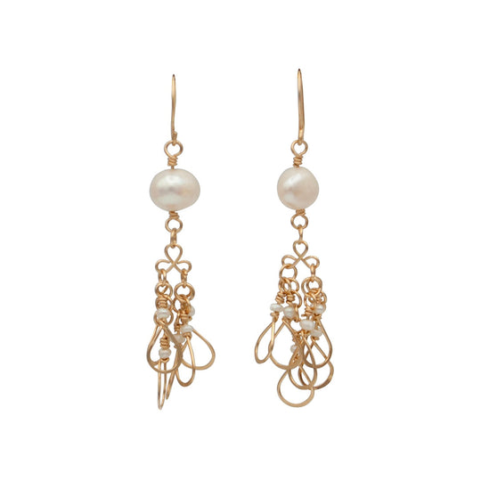 14K Gold Filled Pearl Drop Earrings For Women Bridal