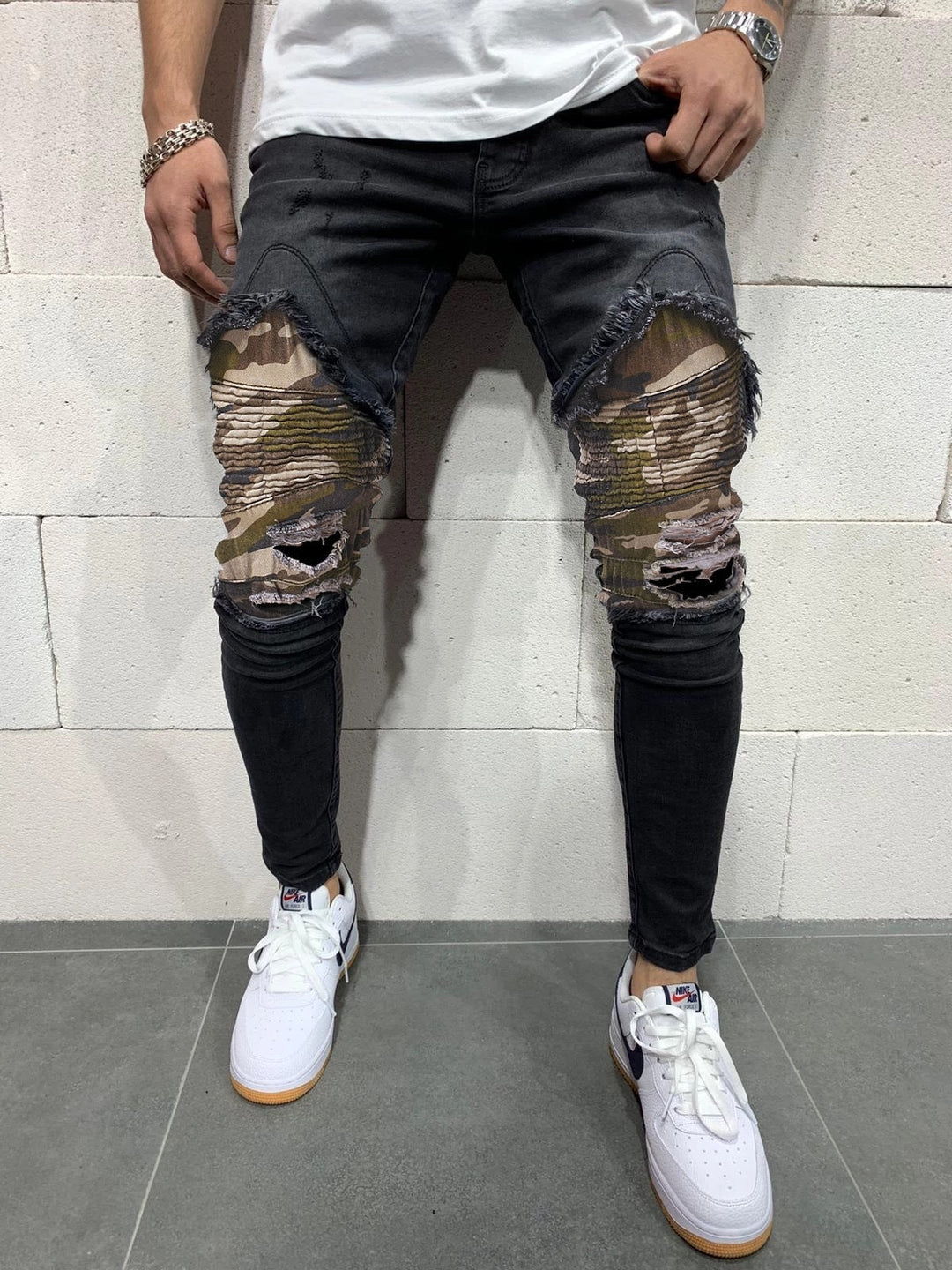 Men's Pleated Camouflage Slim fit Pants