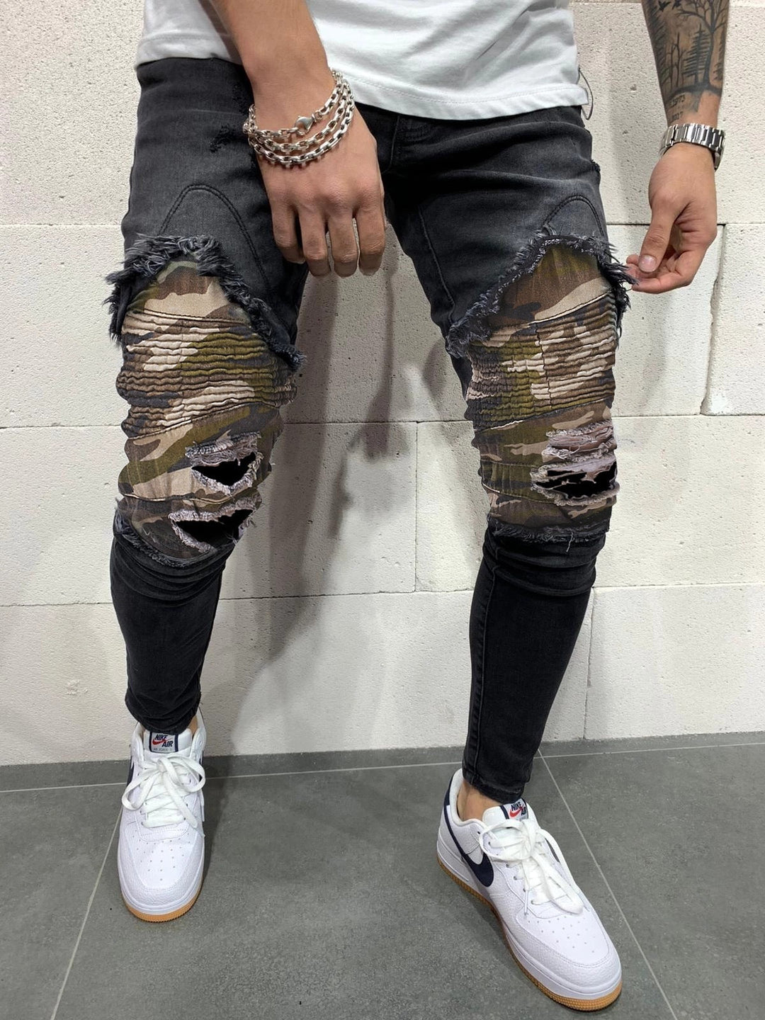 Men's Pleated Camouflage Slim fit Pants