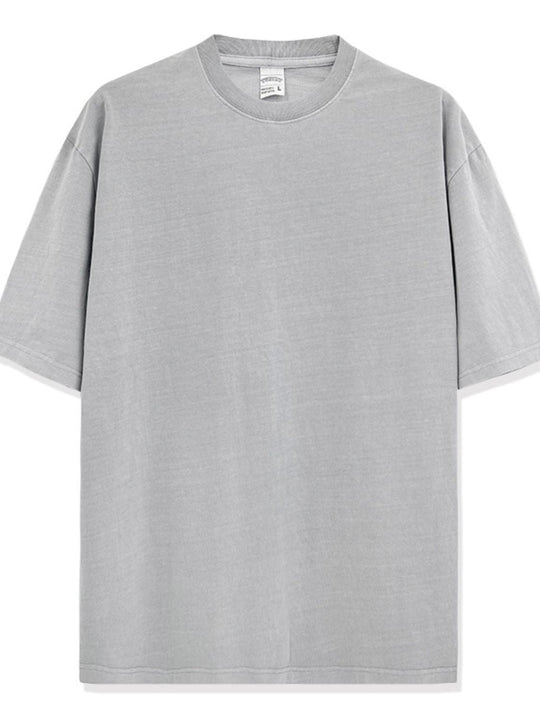 Men's Full Size Round Neck Washed T-Shirt Plus Size