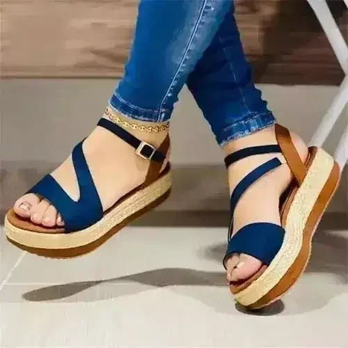 Hollow Buckle Roman Sandals - PU Women Shoes | Femstylo