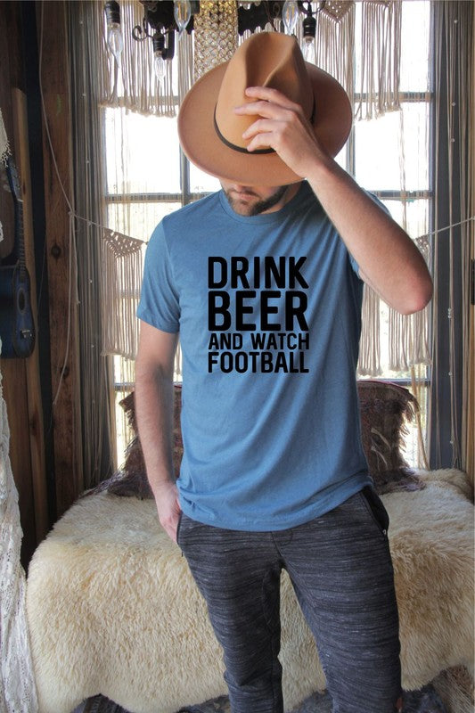 Drink Beer and Watch Football Mens Tee T-Shirt