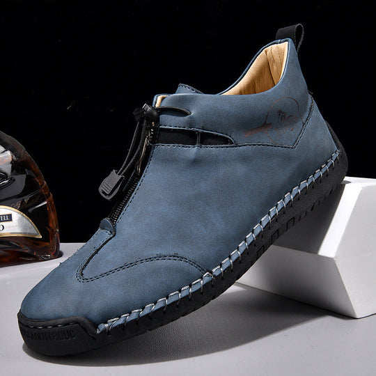 Casual Men's Leather Shoes Travel Middle-aged Doudou Light And Comfortable